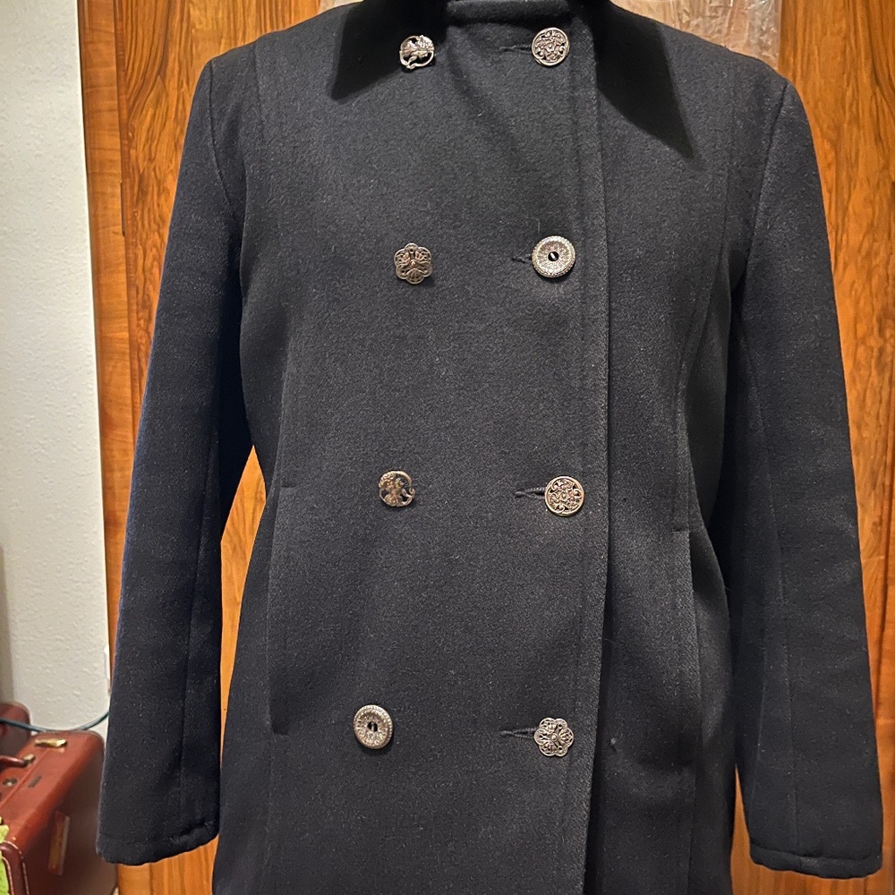 Ladies Pea Coat With Custom Buttons